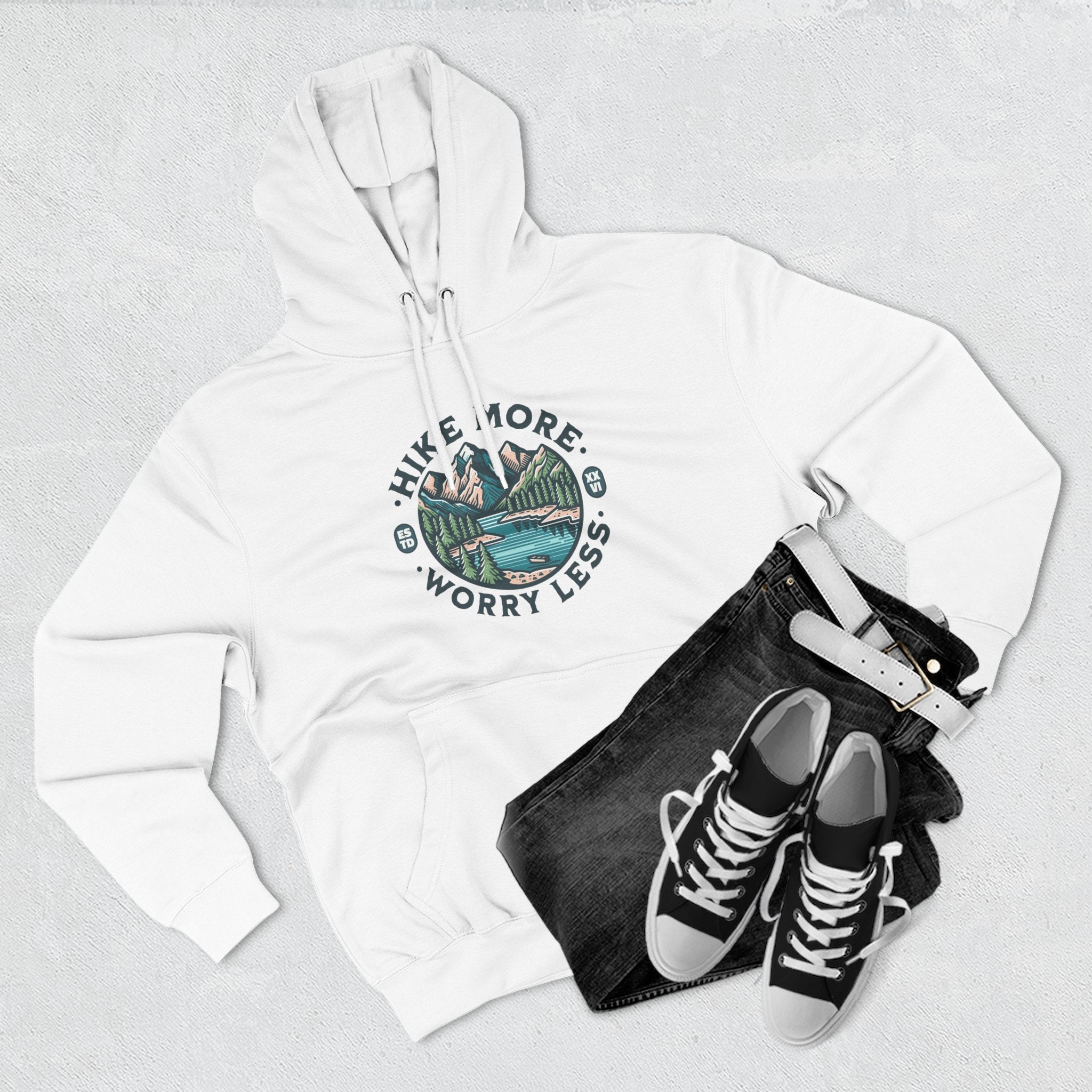 Hike More, Worry Less Fleece Hoodie