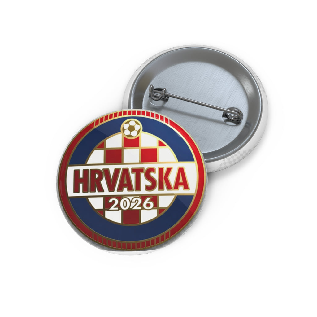 Hrvatska 2026 Round Pin Button — Croatian Flag Football Fan Badge