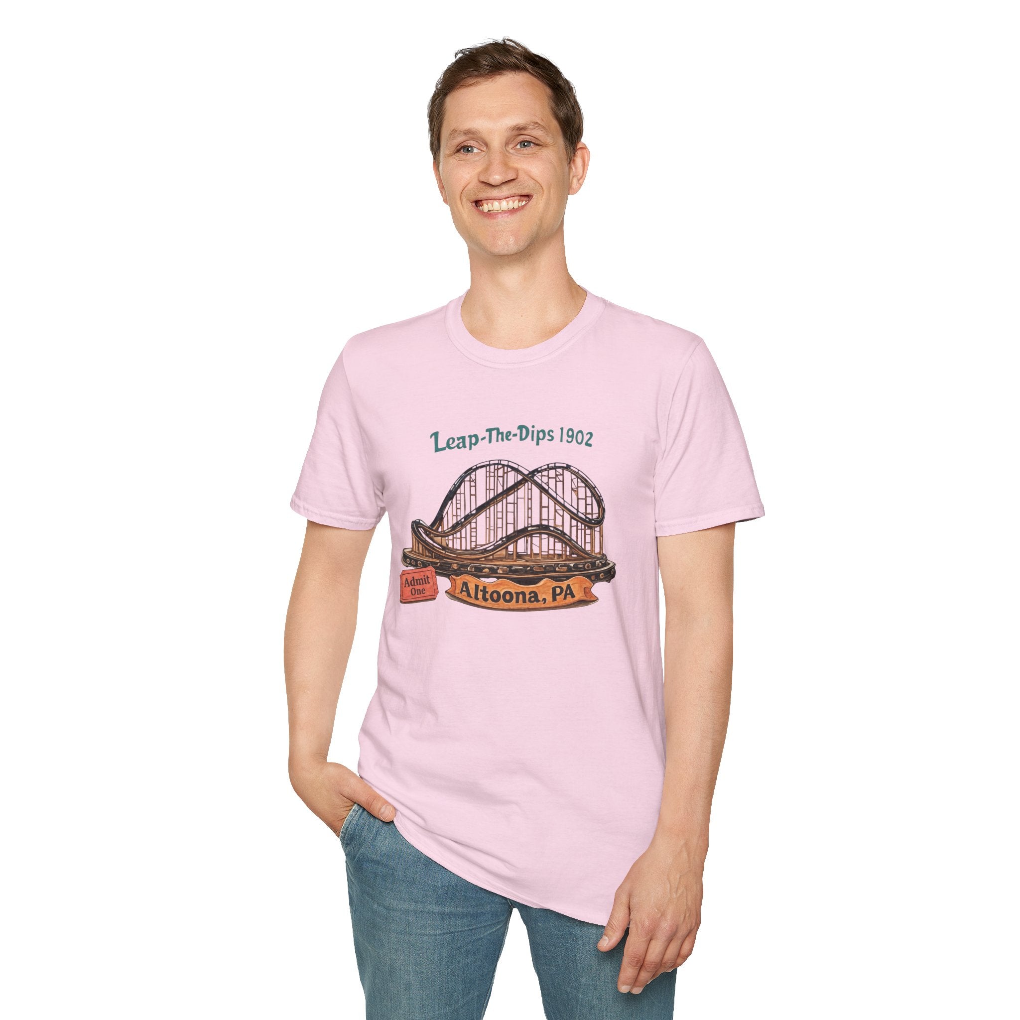 Roller Coaster T-Shirt — "Leap-The-Dips 1902" Altoona PA Vintage Tee