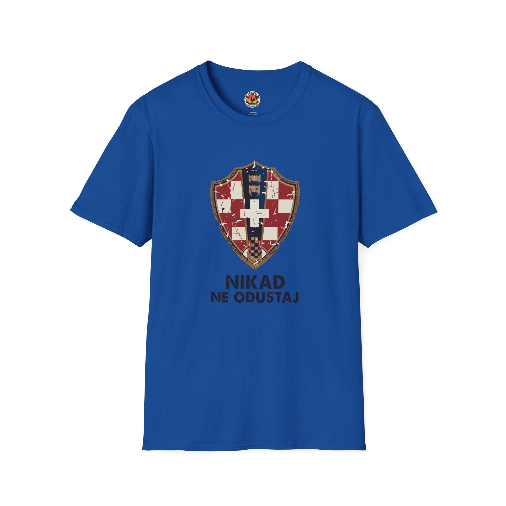 Croatian Crest T-Shirt — "Nikad Ne Odustaj" (Never Give Up)
