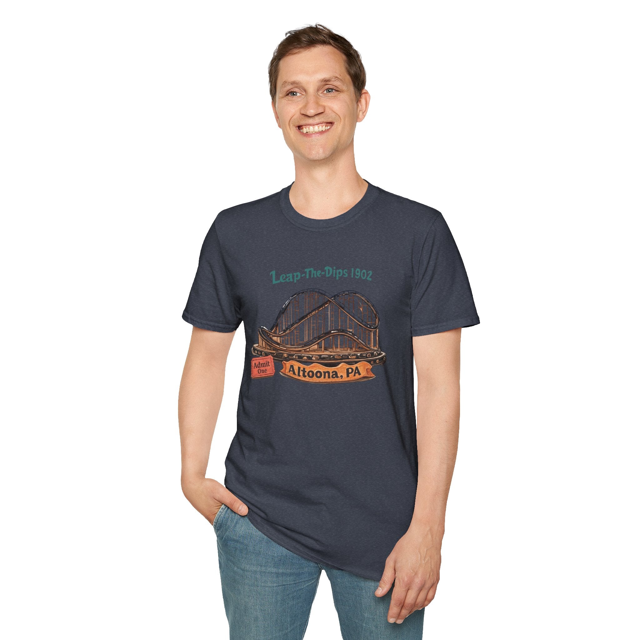 Roller Coaster T-Shirt — "Leap-The-Dips 1902" Altoona PA Vintage Tee