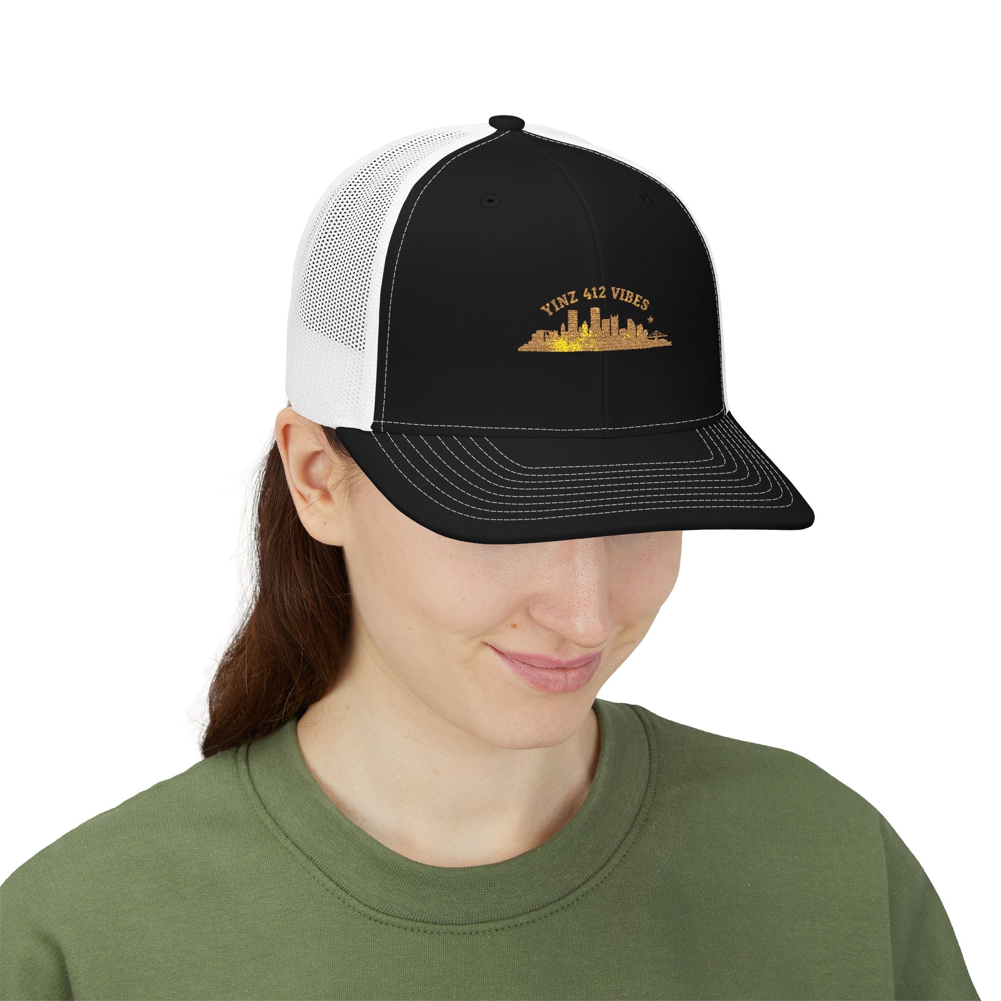 City Skyline Snapback Trucker Cap — "Love All Vibes" Embroidered