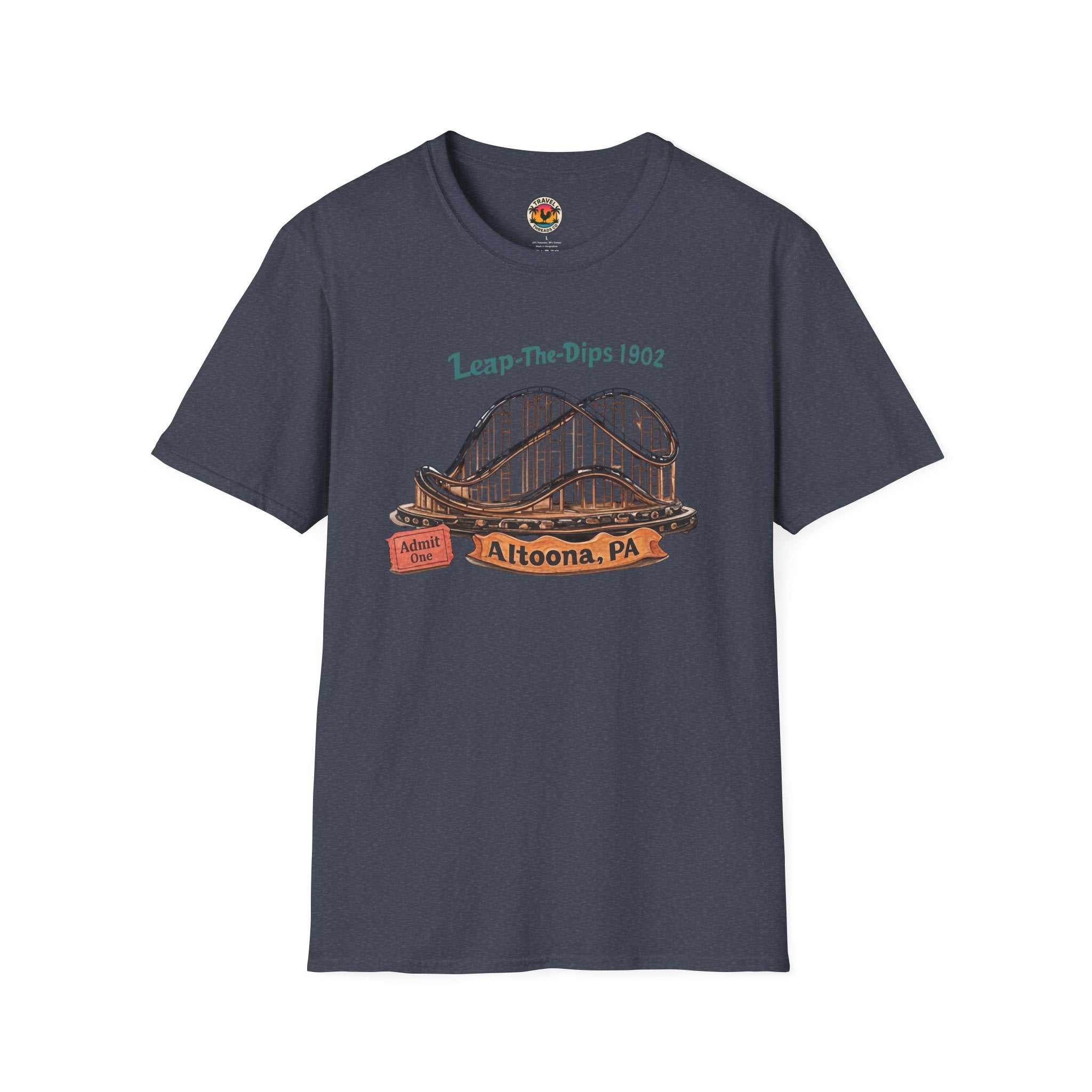 Roller Coaster T-Shirt — "Leap-The-Dips 1902" Altoona PA Vintage Tee