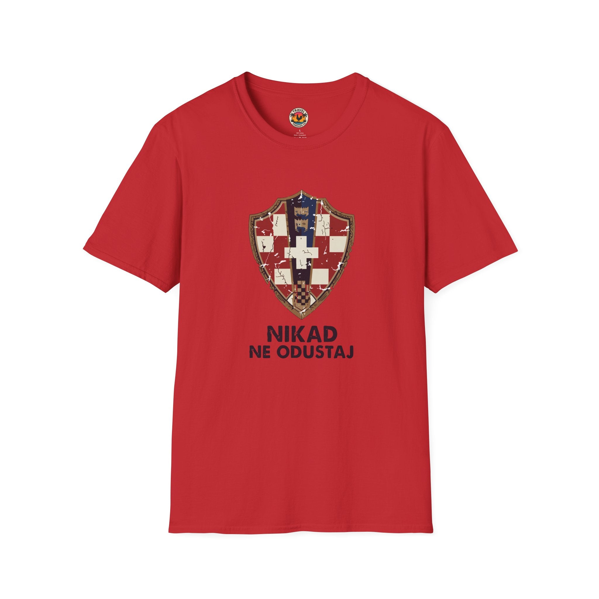Croatian Crest T-Shirt — "Nikad Ne Odustaj" (Never Give Up)