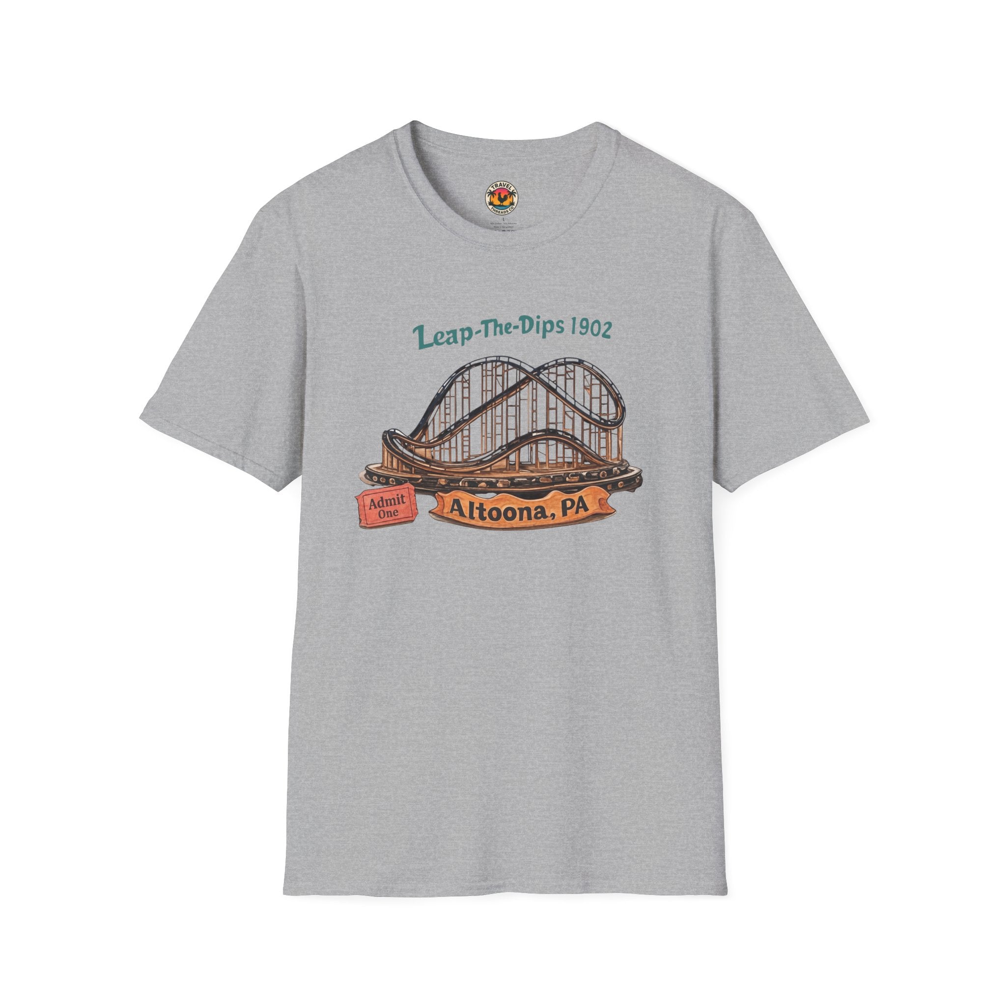 Roller Coaster T-Shirt — "Leap-The-Dips 1902" Altoona PA Vintage Tee