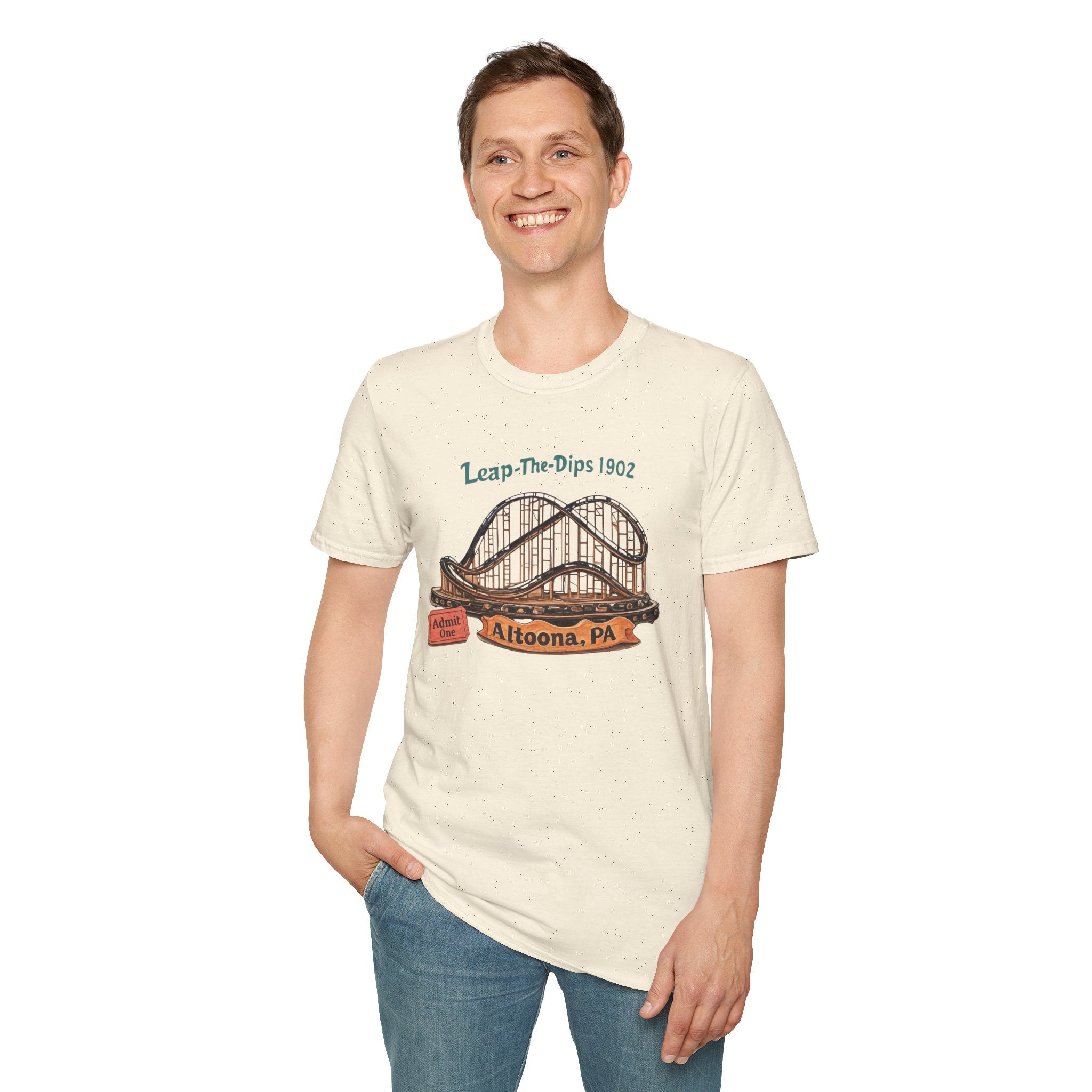 Roller Coaster T-Shirt — "Leap-The-Dips 1902" Altoona PA Vintage Tee
