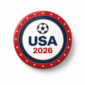 USA 2026 Soccer Pin Button — Red, White & Blue Supporter Badge