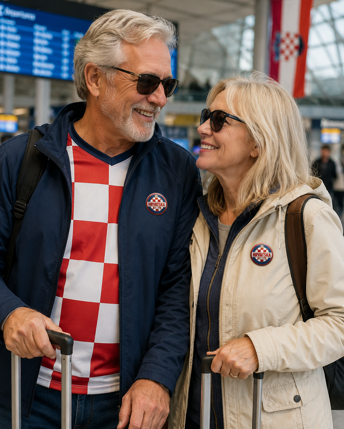 Hrvatska 2026 Round Pin Button — Croatian Flag Football Fan Badge