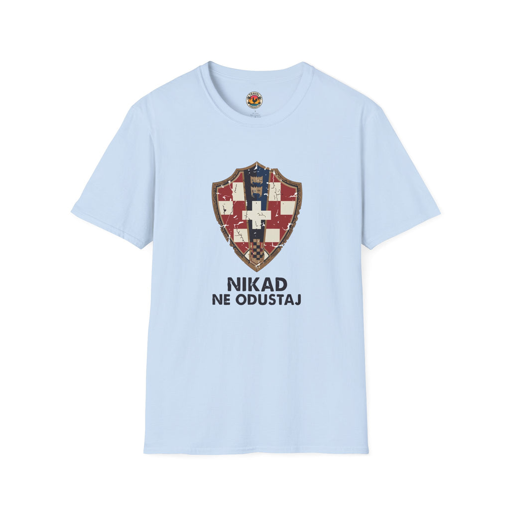 Croatian Crest T-Shirt — "Nikad Ne Odustaj" (Never Give Up)