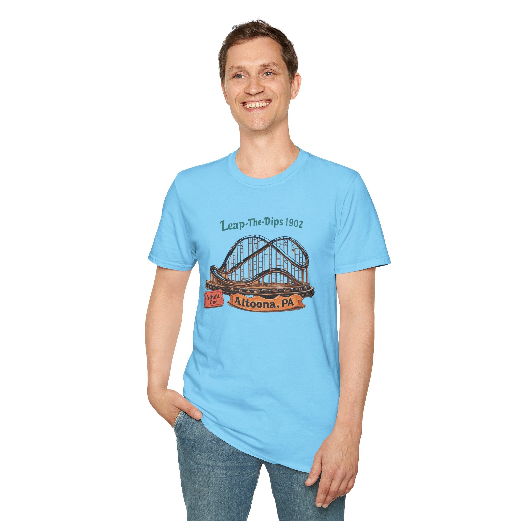 Roller Coaster T-Shirt — "Leap-The-Dips 1902" Altoona PA Vintage Tee