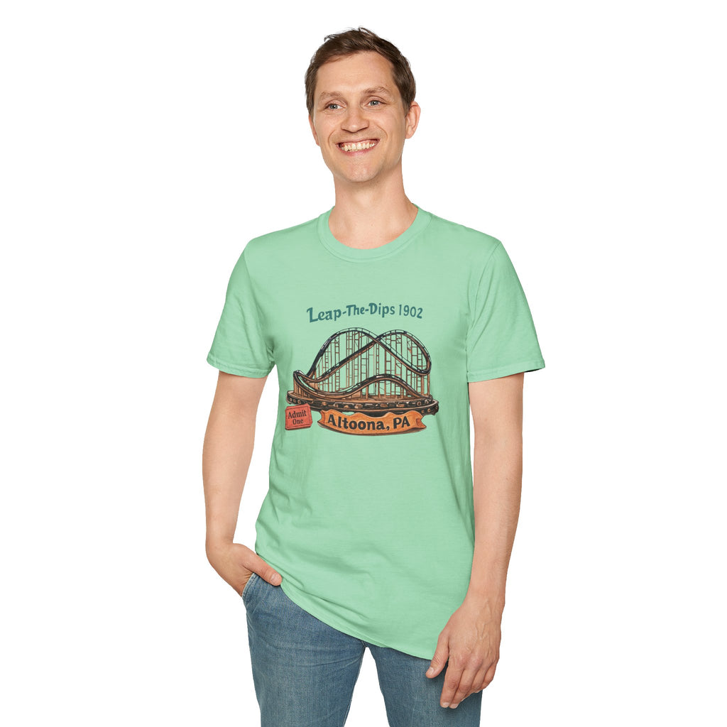 Roller Coaster T-Shirt — "Leap-The-Dips 1902" Altoona PA Vintage Tee