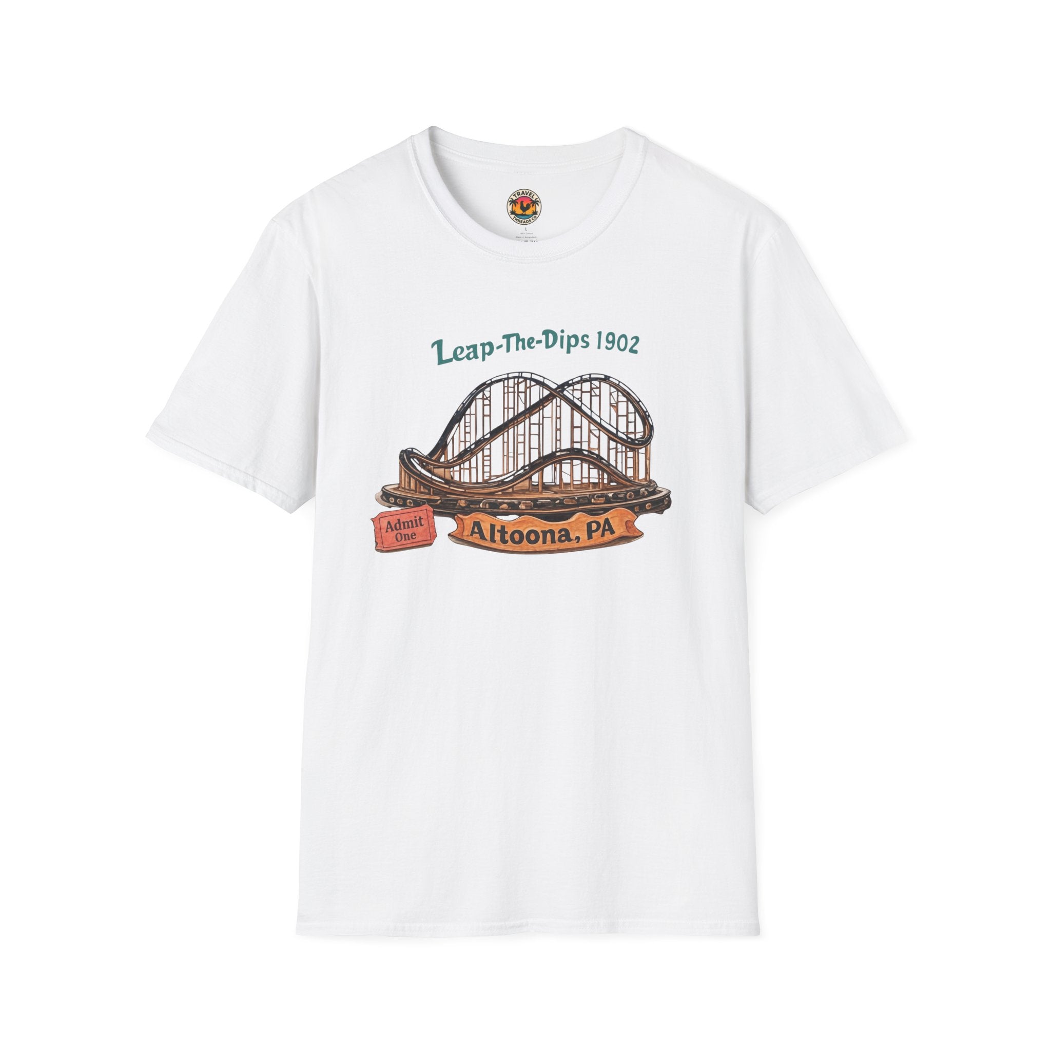 Roller Coaster T-Shirt — "Leap-The-Dips 1902" Altoona PA Vintage Tee