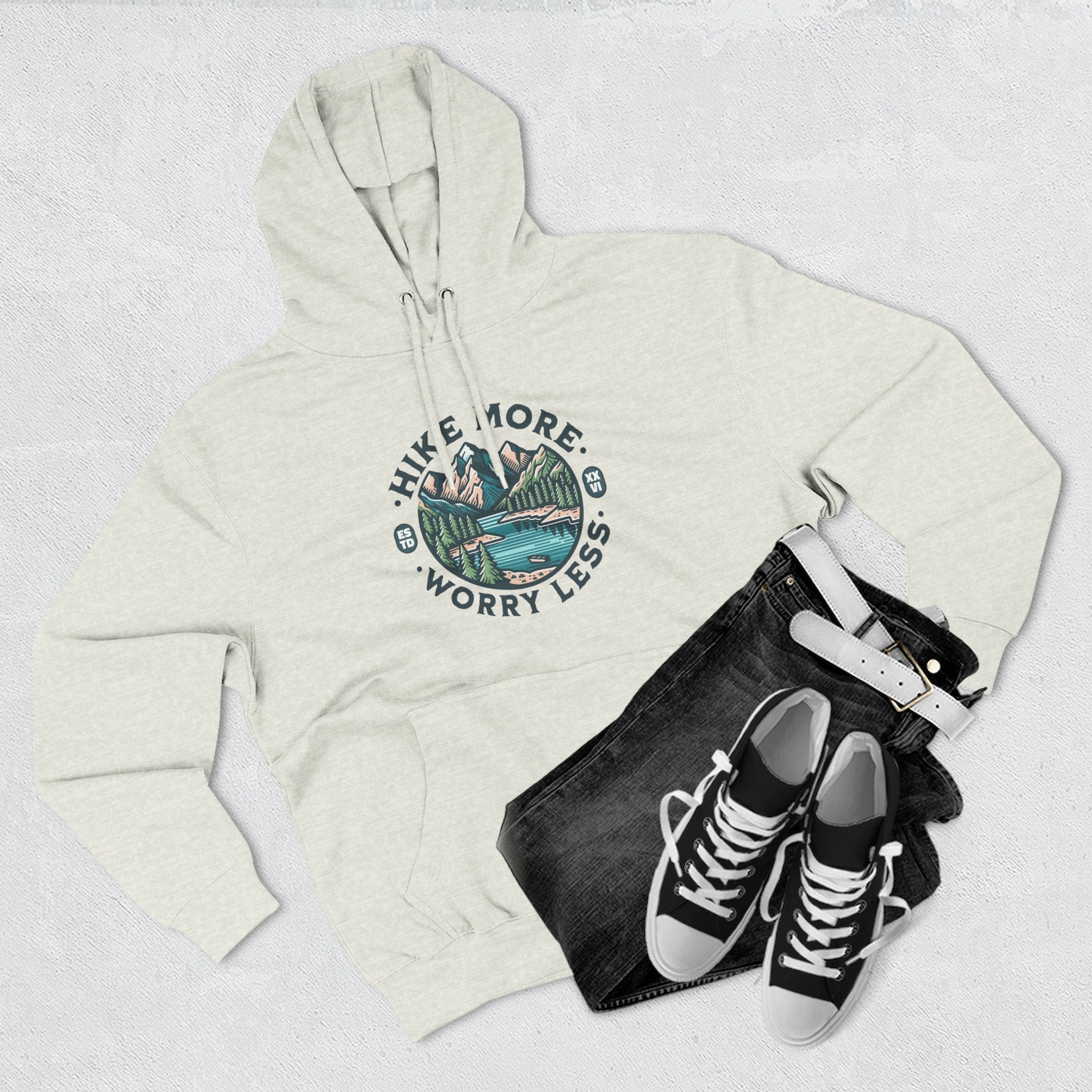 Hike More, Worry Less Fleece Hoodie