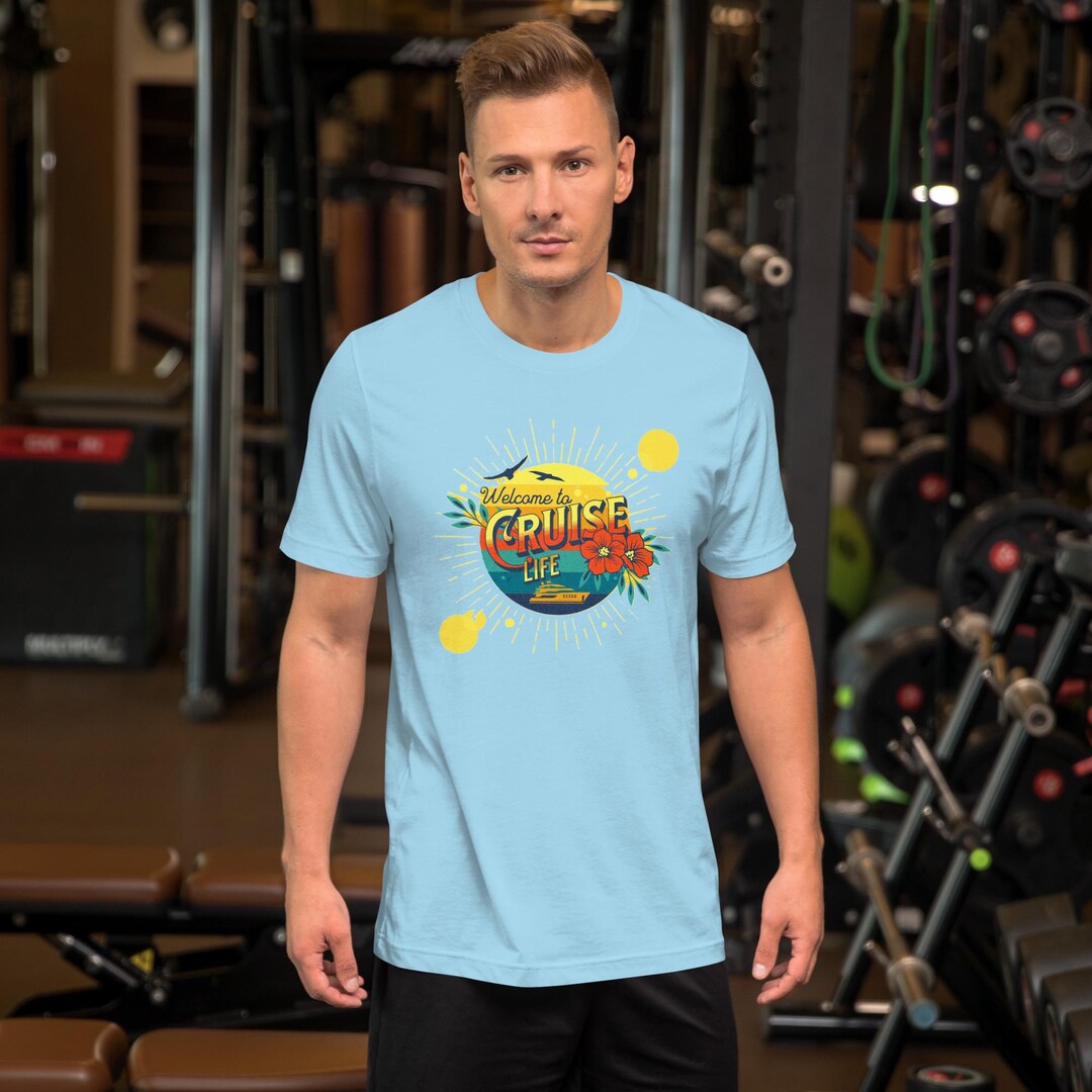 Welcome to Cruise Life T-Shirt tropical design with cruise ship and hibiscus flowers